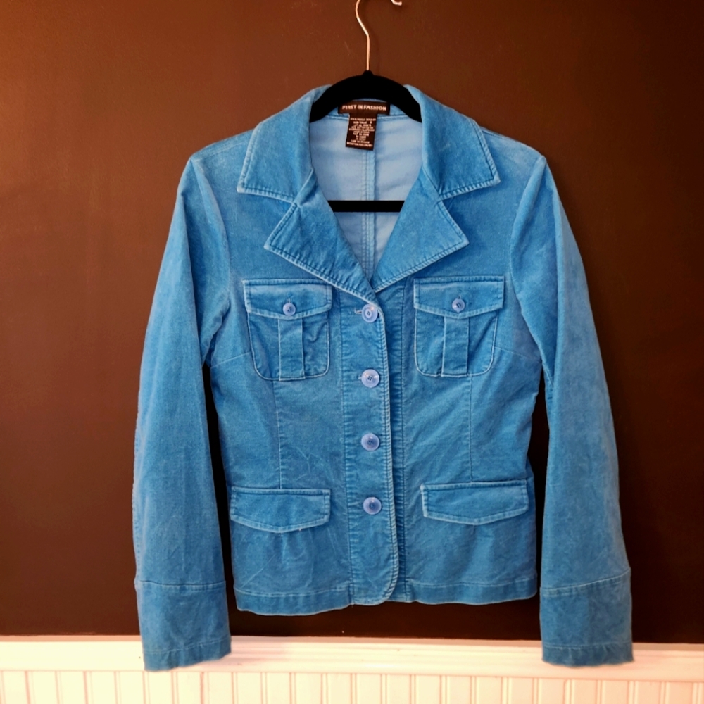 Aqua Flocked Fabric Women's Blazer
